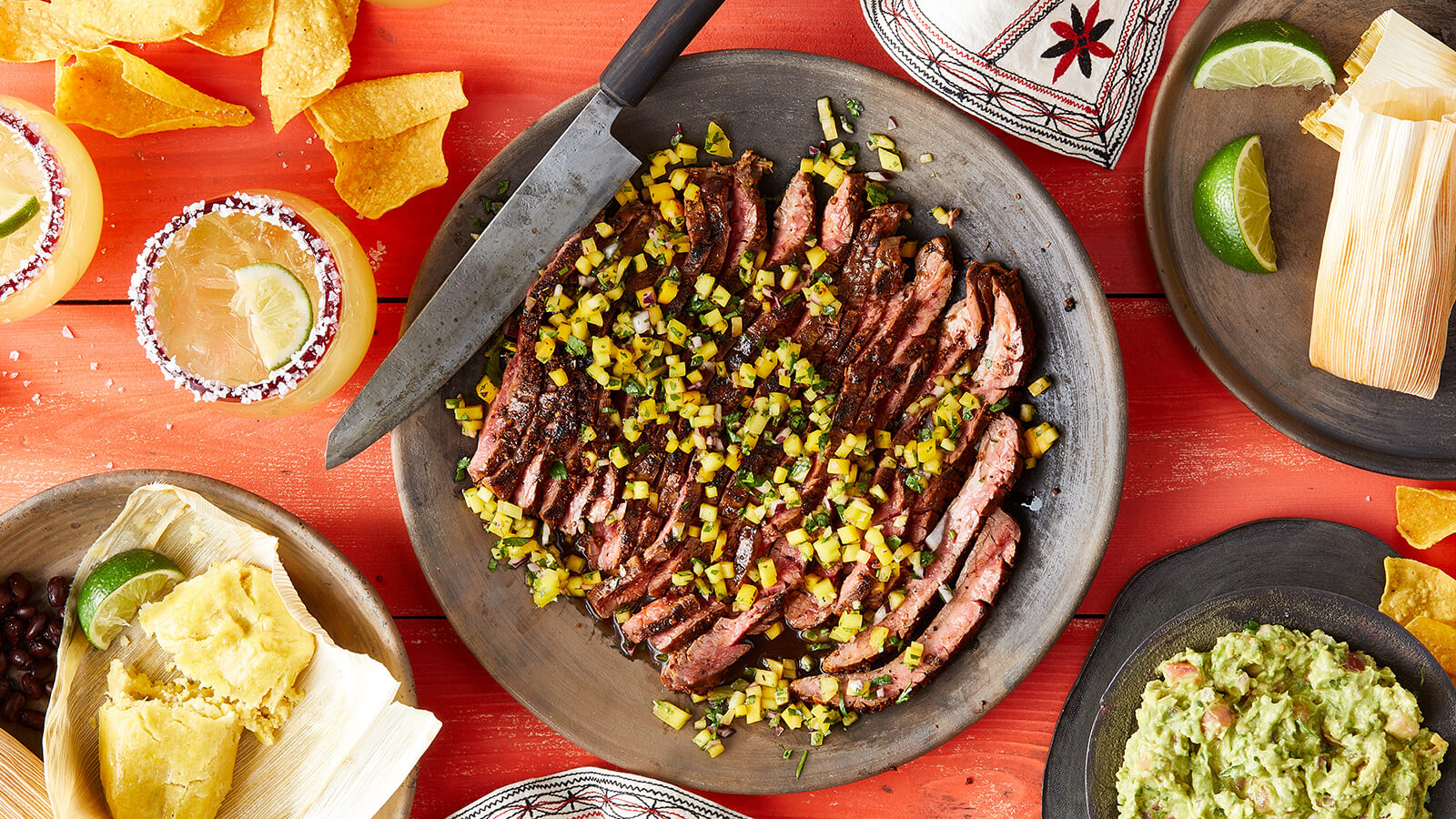 Grilled Flank Steak with Mango Chimichurri